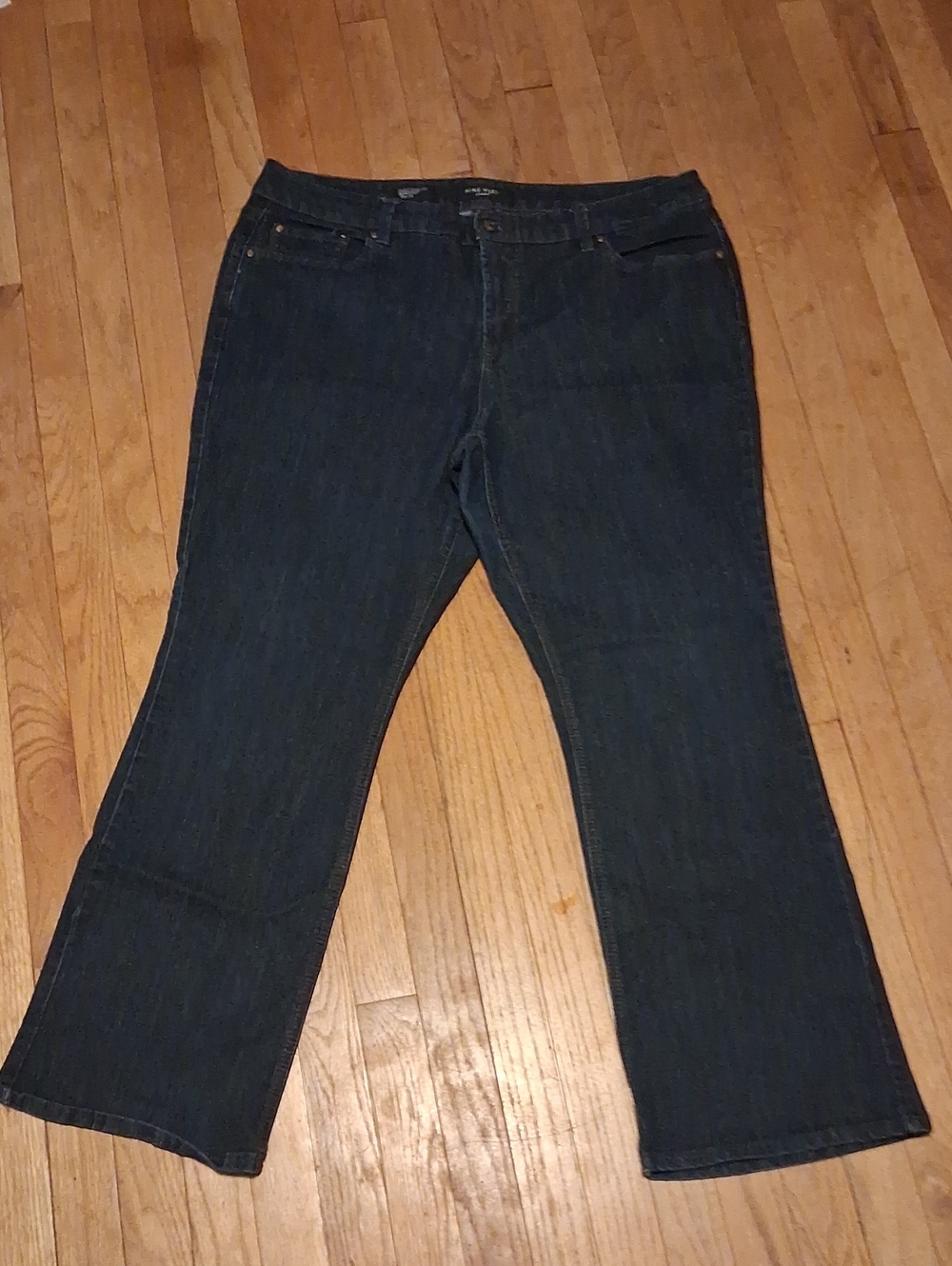 nine west west end fit boot cut jeans womens plus size 18w r boot cut pants navy